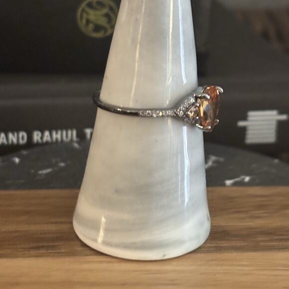 Bomb Party Ring Sweet As Sugar Size 10 Smokey Topaz Hematite Plating - Picture 3 of 4